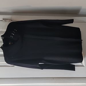 XL black faux-wrap cowl-neck sweater